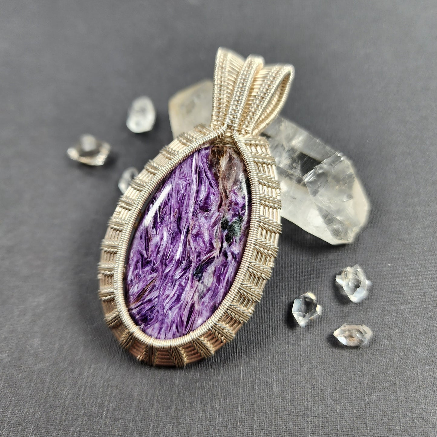 Sterling Silver and Charoite Statement Pendant