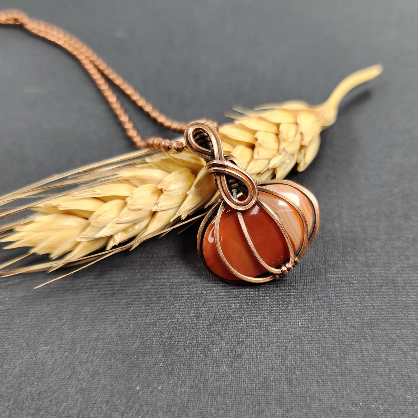 Cute Little Carnelian Pumpkin Pendant