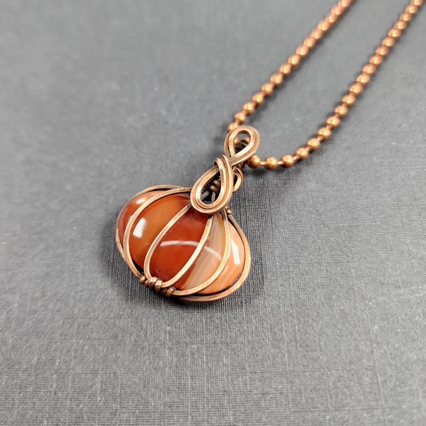 Cute Little Carnelian Pumpkin Pendant