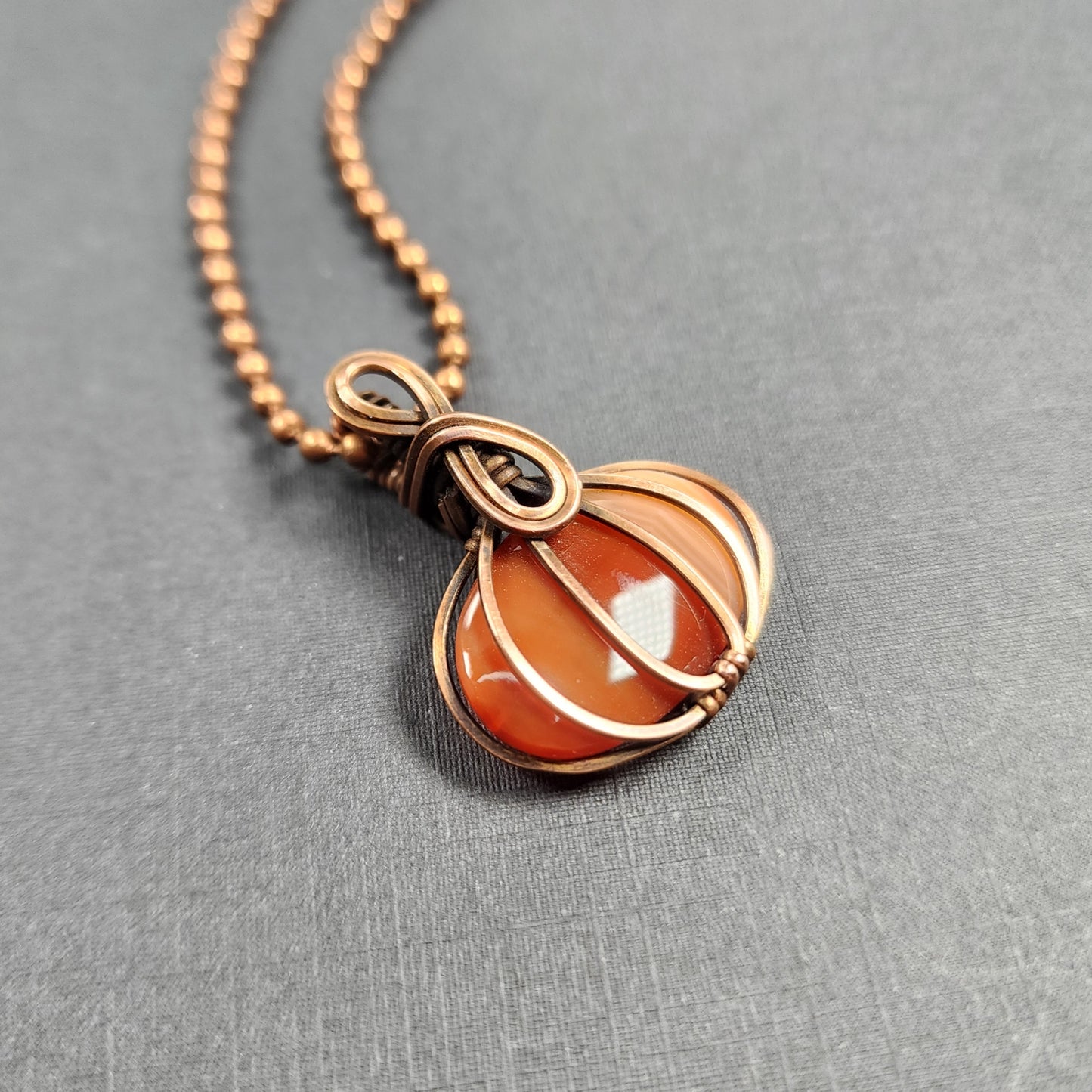 Cute Little Carnelian Pumpkin Pendant