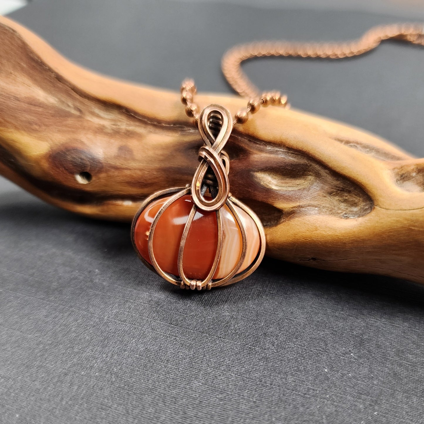 Cute Little Carnelian Pumpkin Pendant