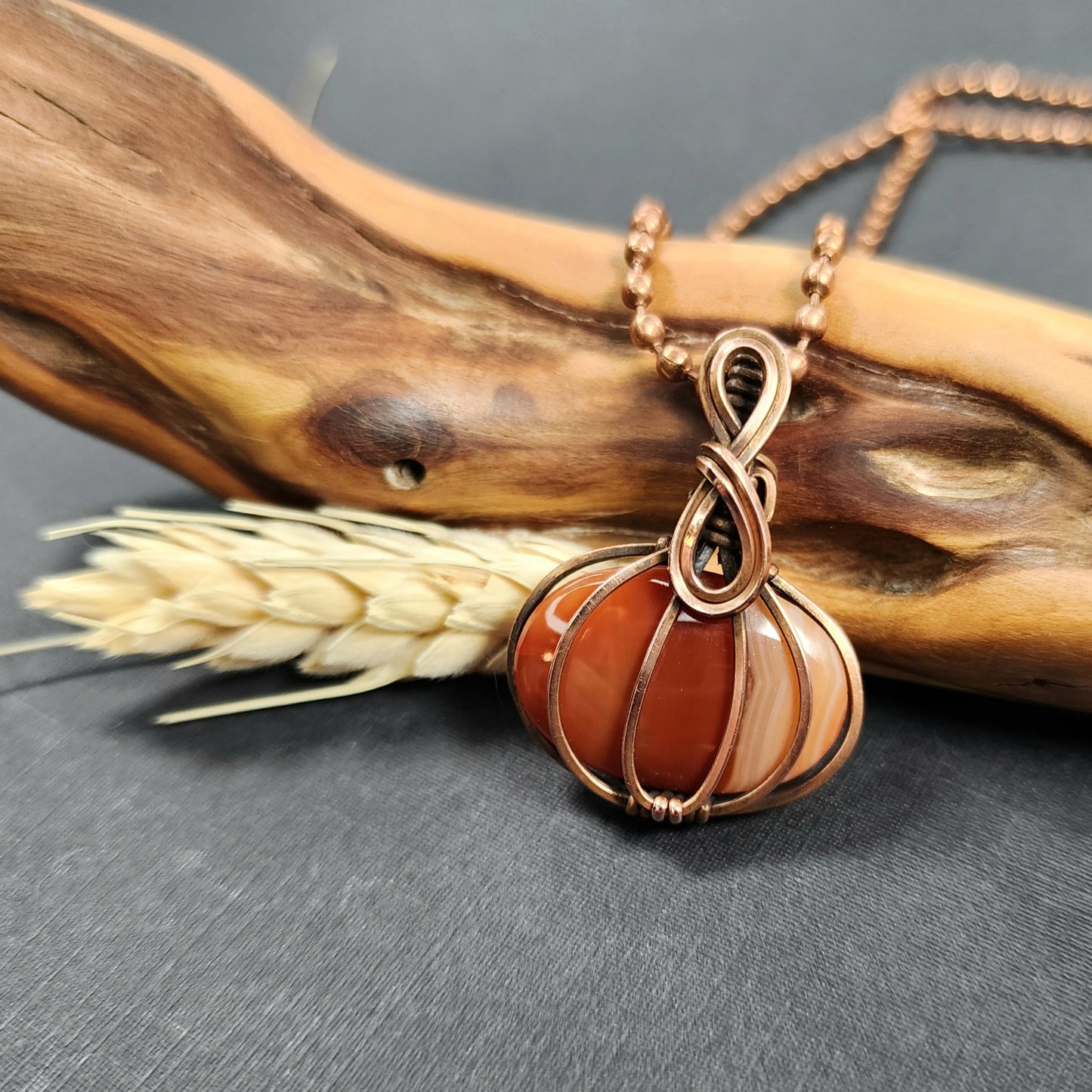 Cute Little Carnelian Pumpkin Pendant