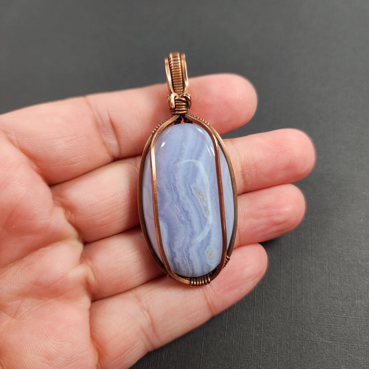 Copper Blue Lace Agate Pendant