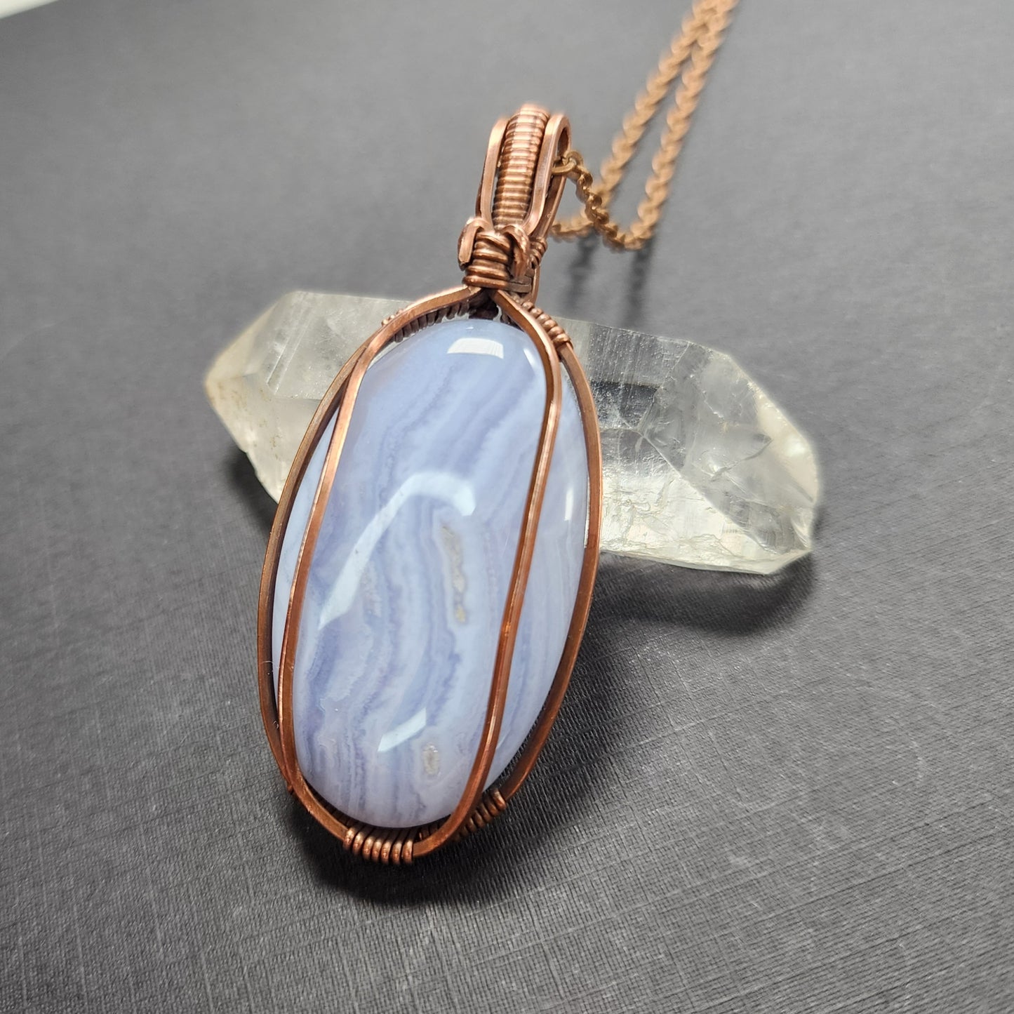 Copper Blue Lace Agate Pendant