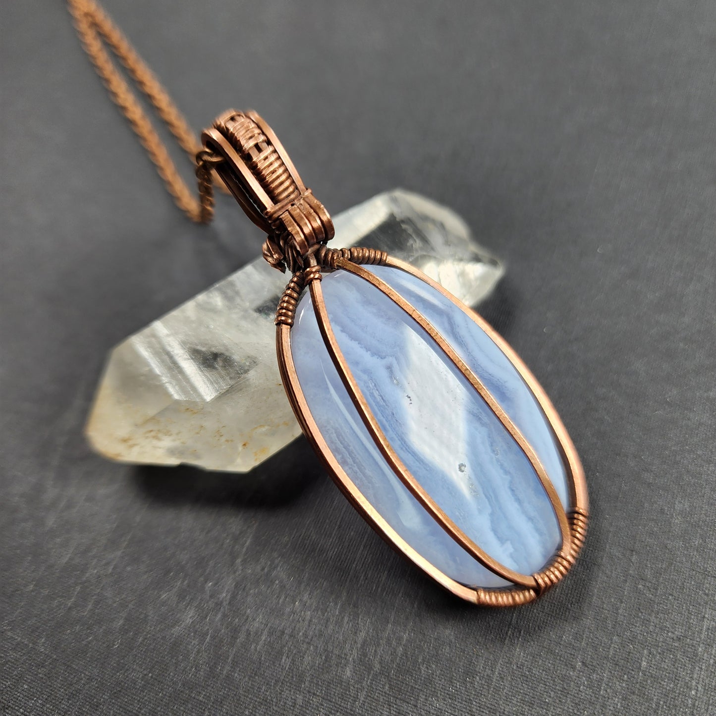 Copper Blue Lace Agate Pendant