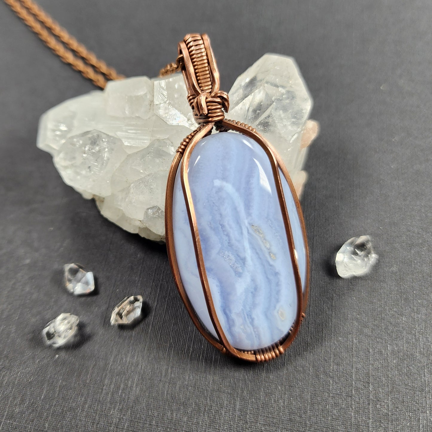 Copper Blue Lace Agate Pendant