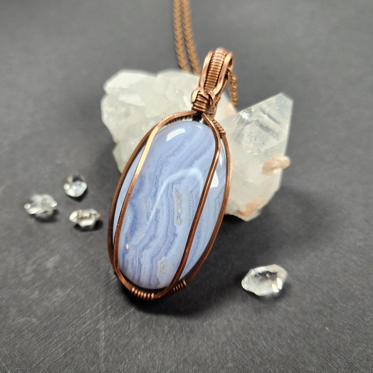 Copper Blue Lace Agate Pendant