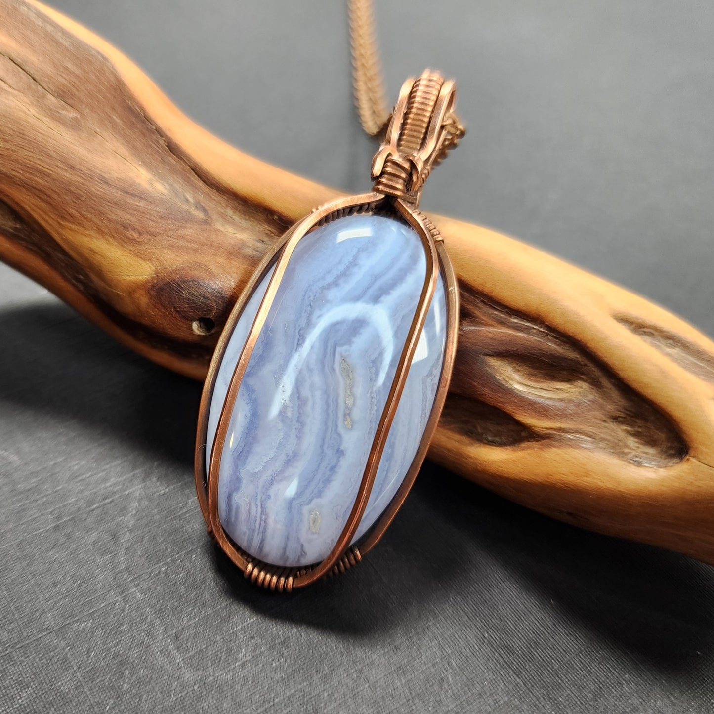 Copper Blue Lace Agate Pendant