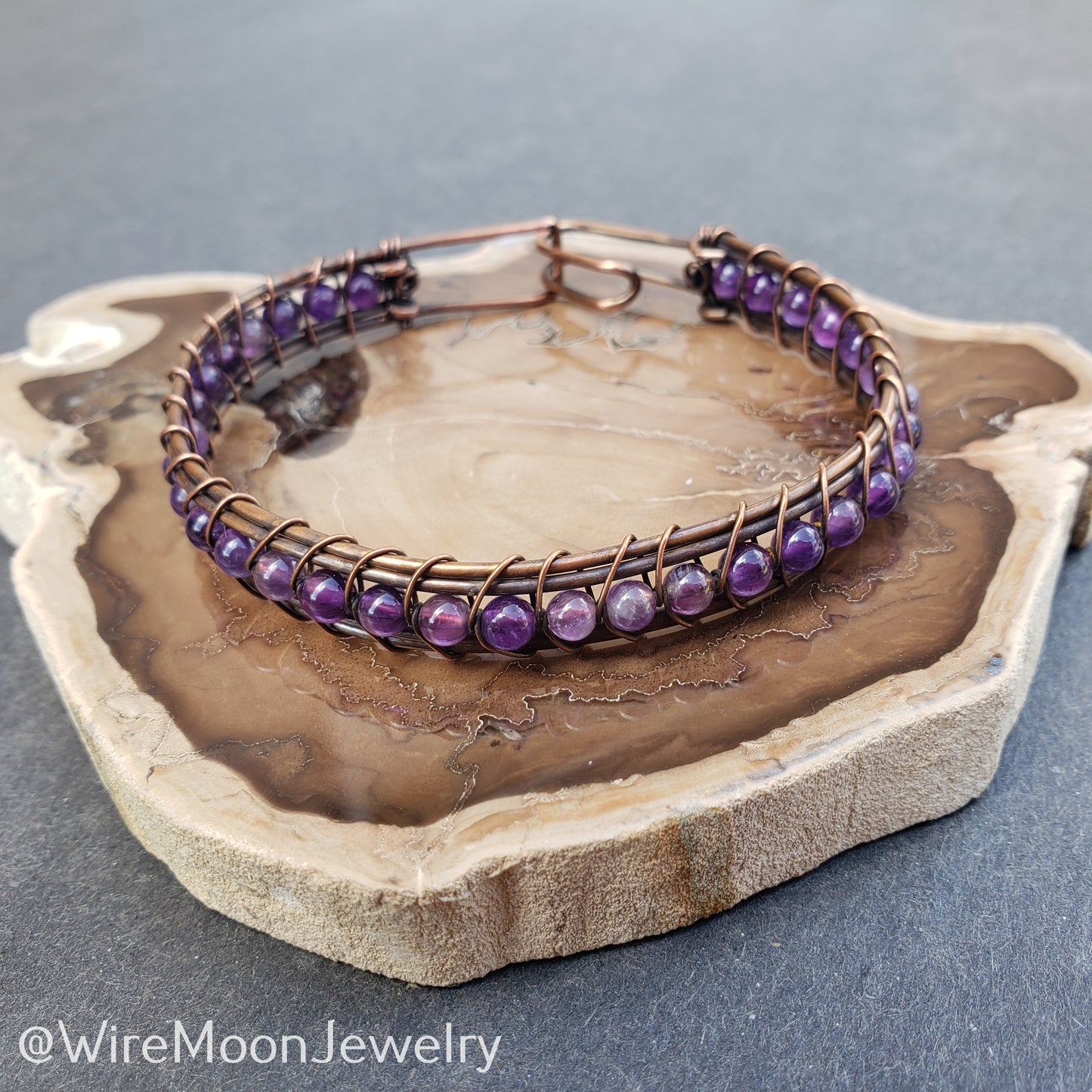 Amethyst and Copper Bracelet