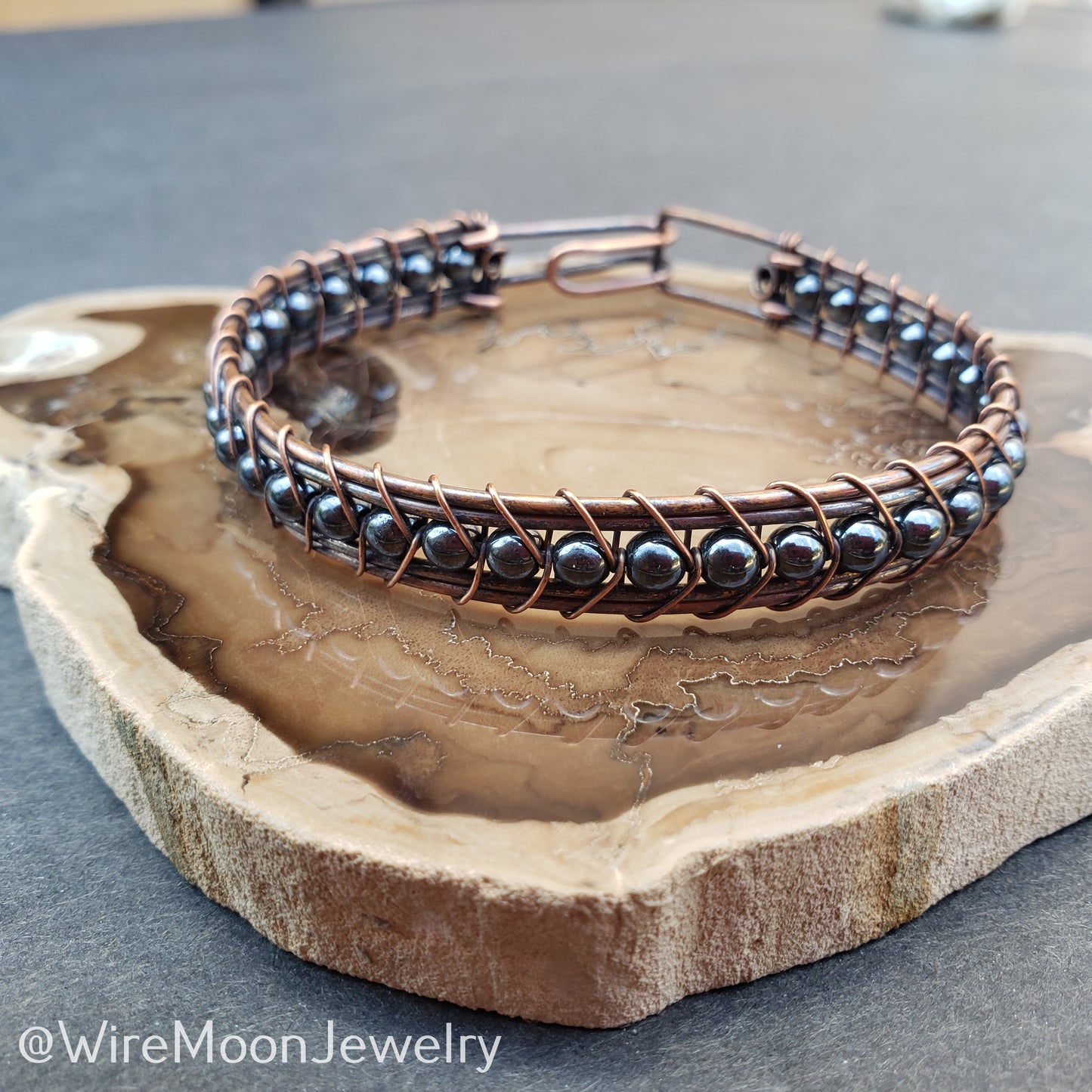 Hematite and Copper Beaded Bracelet